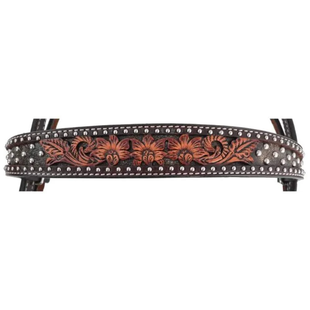 Circle Y Saddlery Dark Flash Arizona Flower Browband Headstall 3 Circle Y Saddlery Dark Flash Arizona Flower Browband Headstall - Image 3
