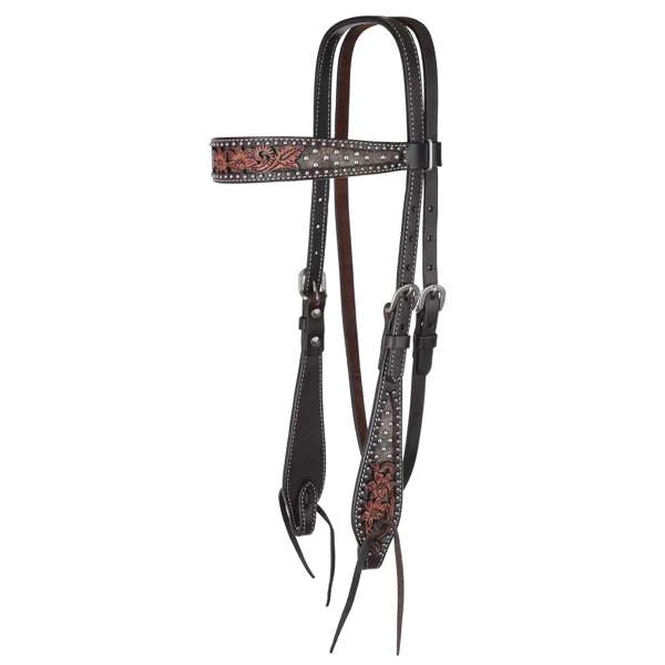 Circle Y Saddlery Dark Flash Arizona Flower Browband Headstall 5 Circle Y Saddlery Dark Flash Arizona Flower Browband Headstall - Image 5