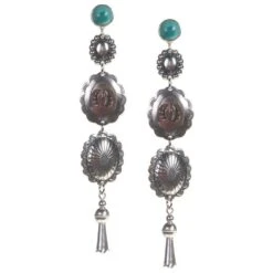 Paige Wallace Turquoise Stud With 3 Concho Dangle Earrings