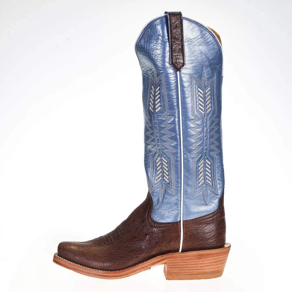 Rios Of Mercedes Women's Ride Ready KangoTobac Smooth Ostrich 15in. Blue Top Cowgirl Boot 3 Rios Of Mercedes Women's Ride Ready KangoTobac Smooth Ostrich 15in. Blue Top Cowgirl Boot - Image 3