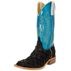 Nrs World 31 Anderson Bean Men's Matte Black Bass Boots 13in. Blue Luster Top Boot