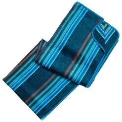 Hacienda Of Hope Alpaca Wool Dark Turquoise Surfer Stripe Throw Blanket