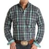 Panhandle Men's Roughstock Turquoise Plaid Buttondown