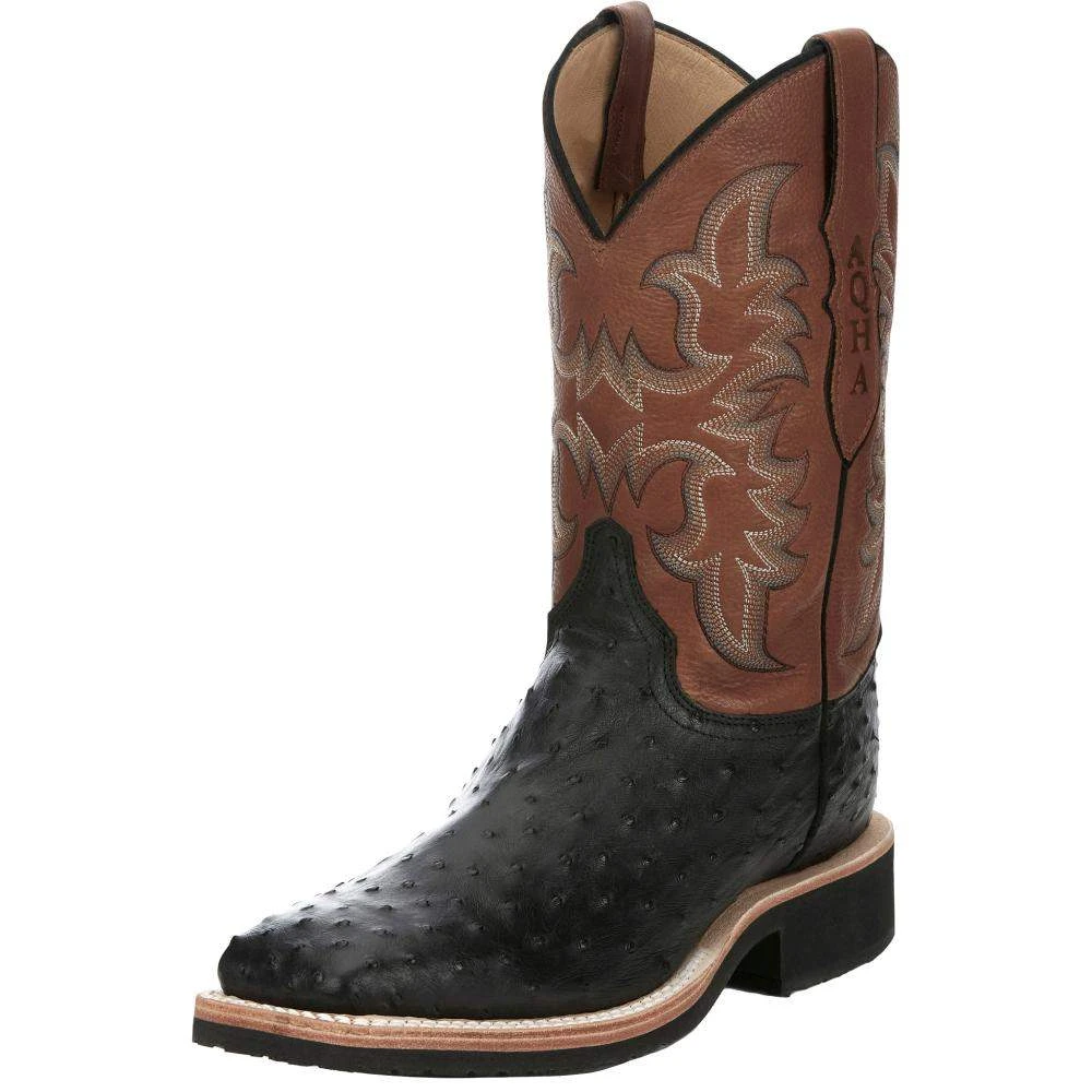Justin Boots Men's AQHA Drover Black Full Quill Ostrich 11 In Oak Cowhide Top Crepe Sole Cowboy Boot 1 Justin Boots Men's AQHA Drover Black Full Quill Ostrich 11 In Oak Cowhide Top Crepe Sole Cowboy Boot