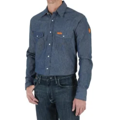 Wrangler Mens FR Flame Resistant Long Sleeve Twill Work Shirt