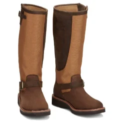 Justin Boots Women's Cottonwood Hickory Brown Square Toe 17in Tall Snake Boot