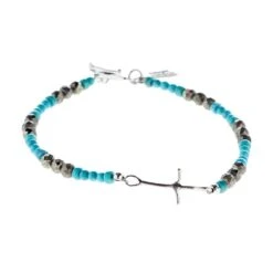 Paige Wallace Turquoise Tiny Cross Bracelet