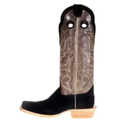 Hondo Enterprises Inc Men's Black Rough Out Pull Up 16in. Brown Crater Top Square Toe Boot -Nrs World 2068 2
