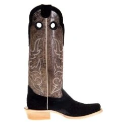 Hondo Enterprises Inc Men's Black Rough Out Pull Up 16in. Brown Crater Top Square Toe Boot -Nrs World 2068 4