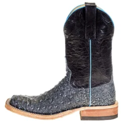 Anderson Bean Women's Denim Full Quill Ostrich 10 In. Black Embossed Top Cowgirl Boot -Nrs World 330762 2