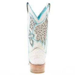 Corral Women's White Inlay Turquoise Embroidery 12 In Top Square Toe Boot -Nrs World A4334 04