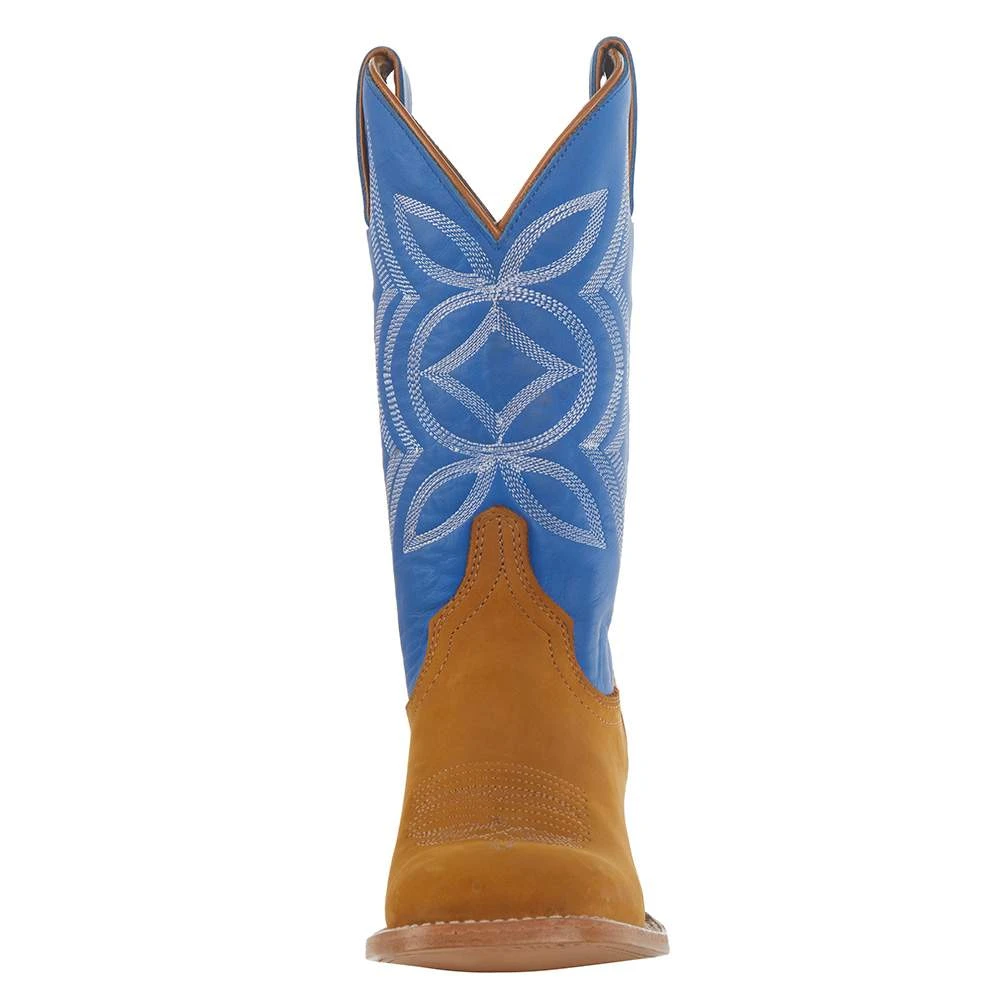 Justin Boots Women's Hayes Tan 11` Blue Square Toe Boot 2 Justin Boots Women's Hayes Tan 11` Blue Square Toe Boot - Image 2