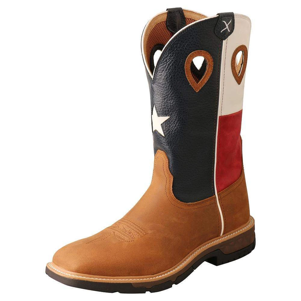 Twisted X Menin.s Light Brown 12in. Texas Flag Soft Toe Work Boot 2 Twisted X Menin.s Light Brown 12in. Texas Flag Soft Toe Work Boot - Image 2