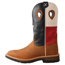 Twisted X Menin.s Light Brown 12in. Texas Flag Soft Toe Work Boot 7 Twisted X Menin.s Light Brown 12in. Texas Flag Soft Toe Work Boot -Nrs World MXB0007 2