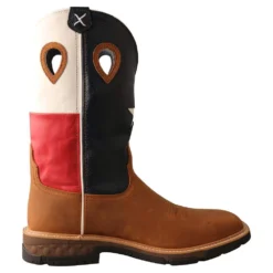 Twisted X Menin.s Light Brown 12in. Texas Flag Soft Toe Work Boot 9 Twisted X Menin.s Light Brown 12in. Texas Flag Soft Toe Work Boot -Nrs World MXB0007 4