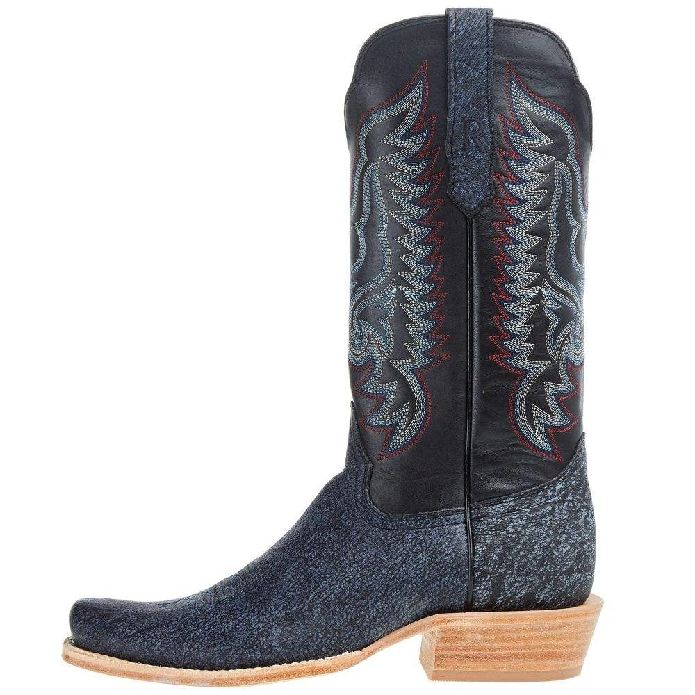 R Watson Boots Men`s Blue Cape Buffalo 13in Midnight Blue Sinatra Cowhide Top Boot 3 R Watson Boots Men`s Blue Cape Buffalo 13in Midnight Blue Sinatra Cowhide Top Boot - Image 3