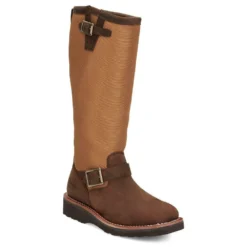 Justin Boots Women's Cottonwood Hickory Brown Square Toe 17in Tall Snake Boot -Nrs World SN6914 02